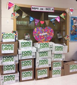 Food drive boxes with heart