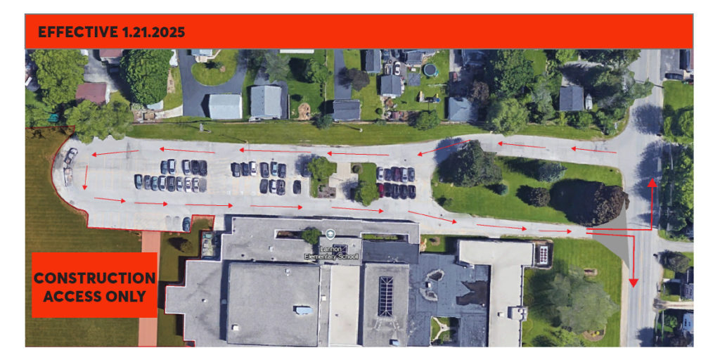 aerial view of traffic flow during construction project