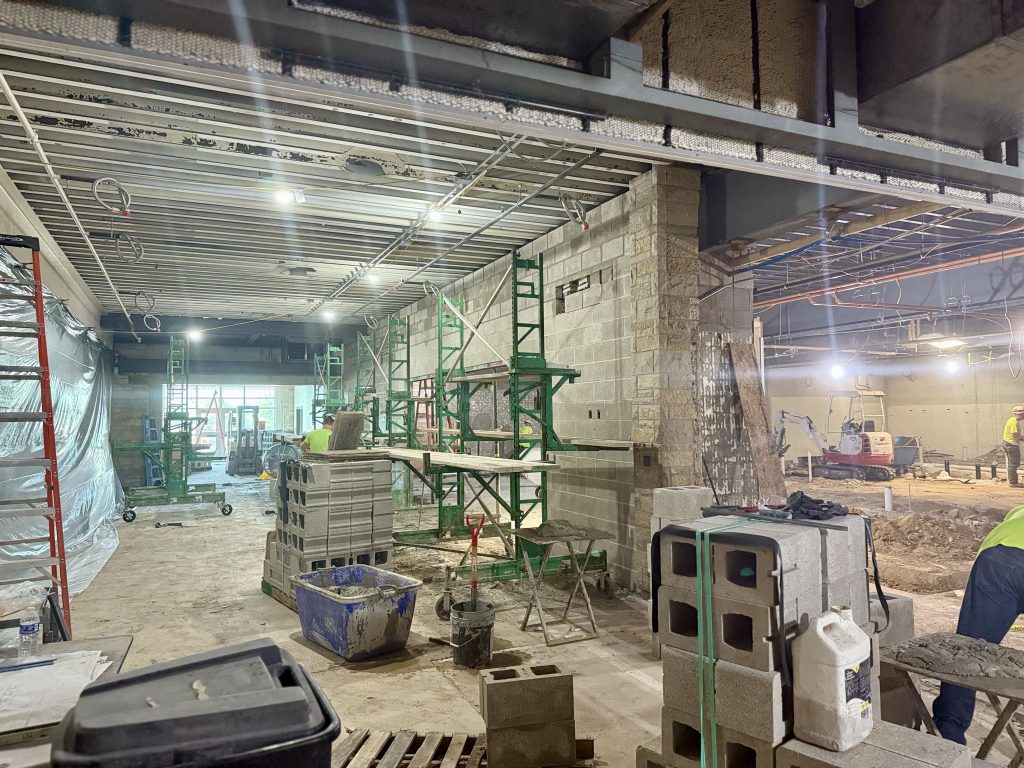 interior construction Hamilton high school cafeteria kitchen
