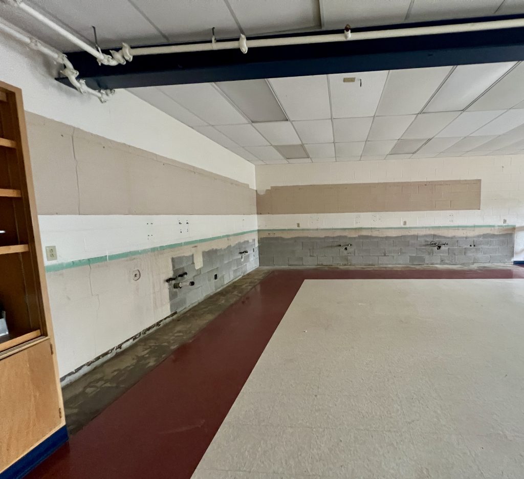gutted classroom being renovated at Hamilton High School