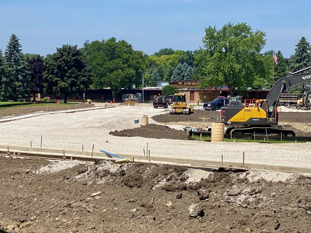 construction on maple ave. elementary school driveway