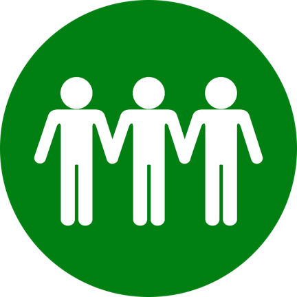 three stick figures lined up. the symbol the "I love u guys" foundation uses for the evacuate action.