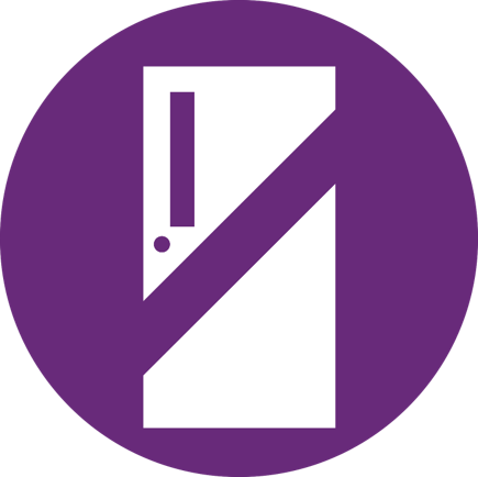 a door with a slash through it. the symbol the "I love u guys" foundation uses for the hold action.