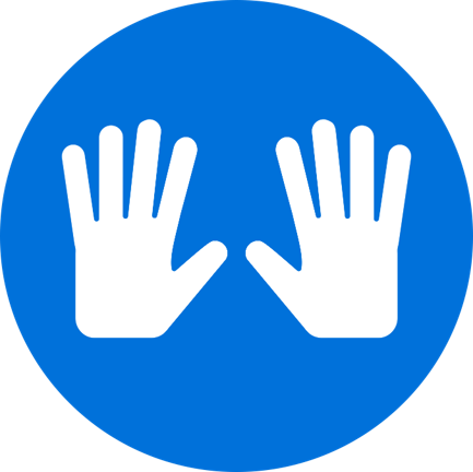 two hands raised up. the symbol the "I love u guys" foundation uses for the secure action.
